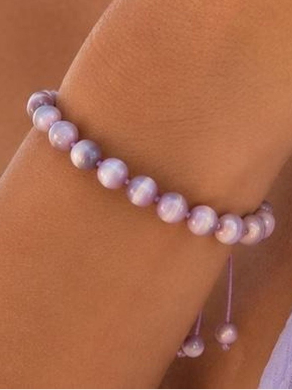 Lavender Cat Eye Beaded Adjustable Bracelet